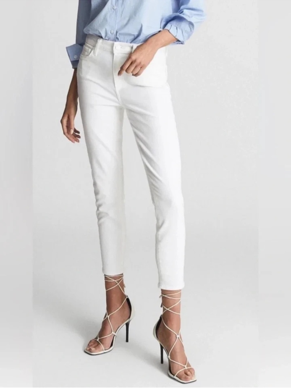Paige Hoxton ankle stretch skinny jeans white Sz 26